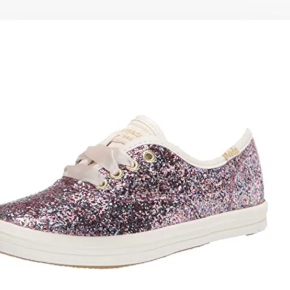 🆕 Keds x Kate Spade Kids Champion Glitter Dipped Satin Laced Sneaker, Mu…