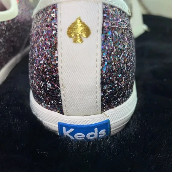 🆕 Keds x Kate Spade Kids Champion Glitter Dipped Satin Laced Sneaker, Mu…