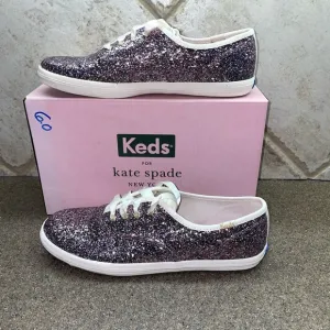 🆕 Keds x Kate Spade Kids Champion Glitter Dipped Satin Laced Sneaker, Mu…