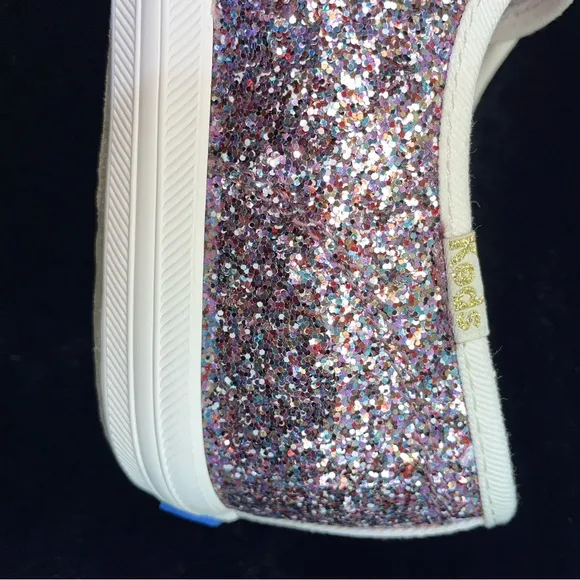 🆕 Keds x Kate Spade Kids Champion Glitter Dipped Satin Laced Sneaker, Mu…