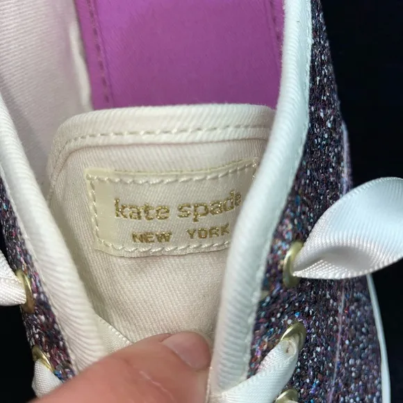 🆕 Keds x Kate Spade Kids Champion Glitter Dipped Satin Laced Sneaker, Mu…