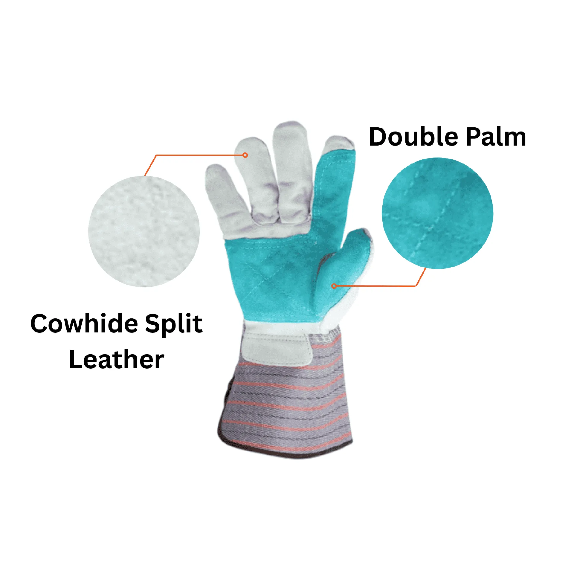 12 Pairs - Shoulder Split Double Palm Gauntlet Cuff Gloves