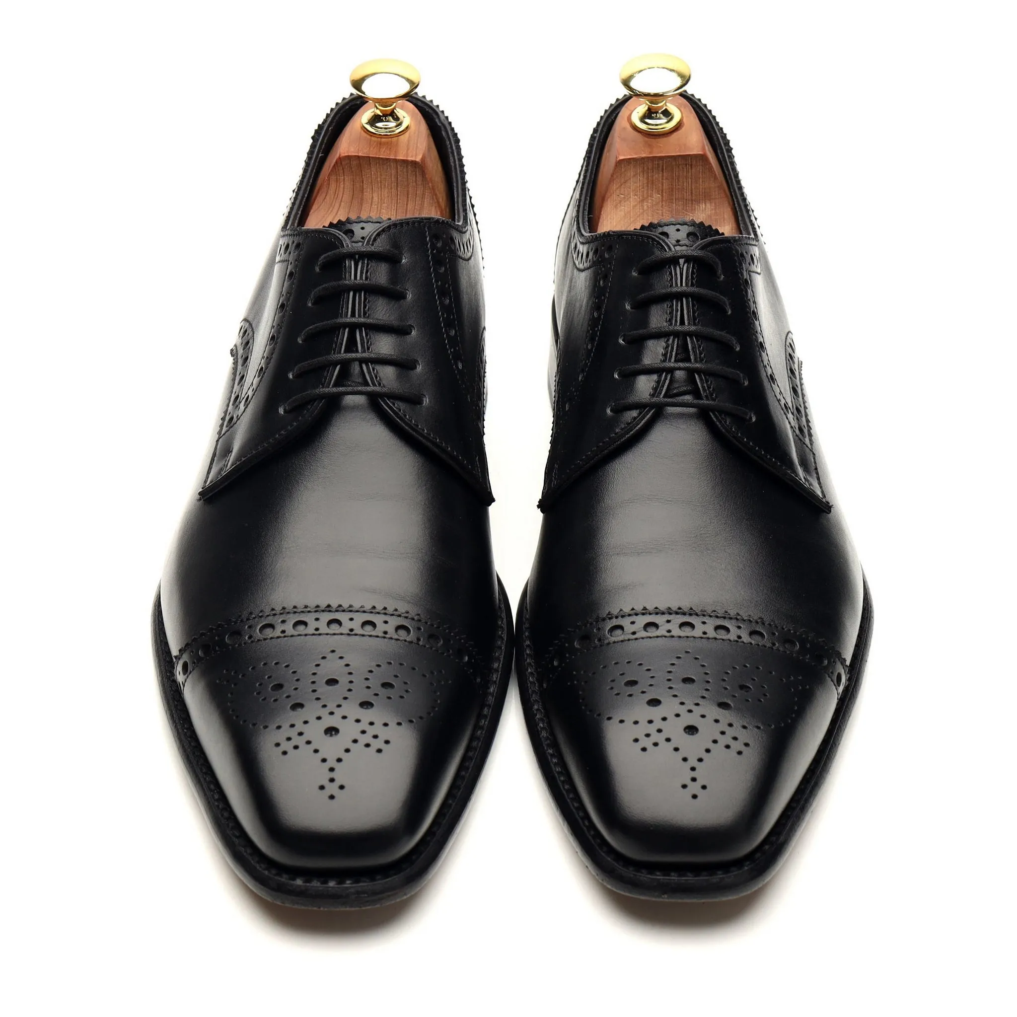 1880 'Byron' Black Leather Derby Brogues UK 8 F