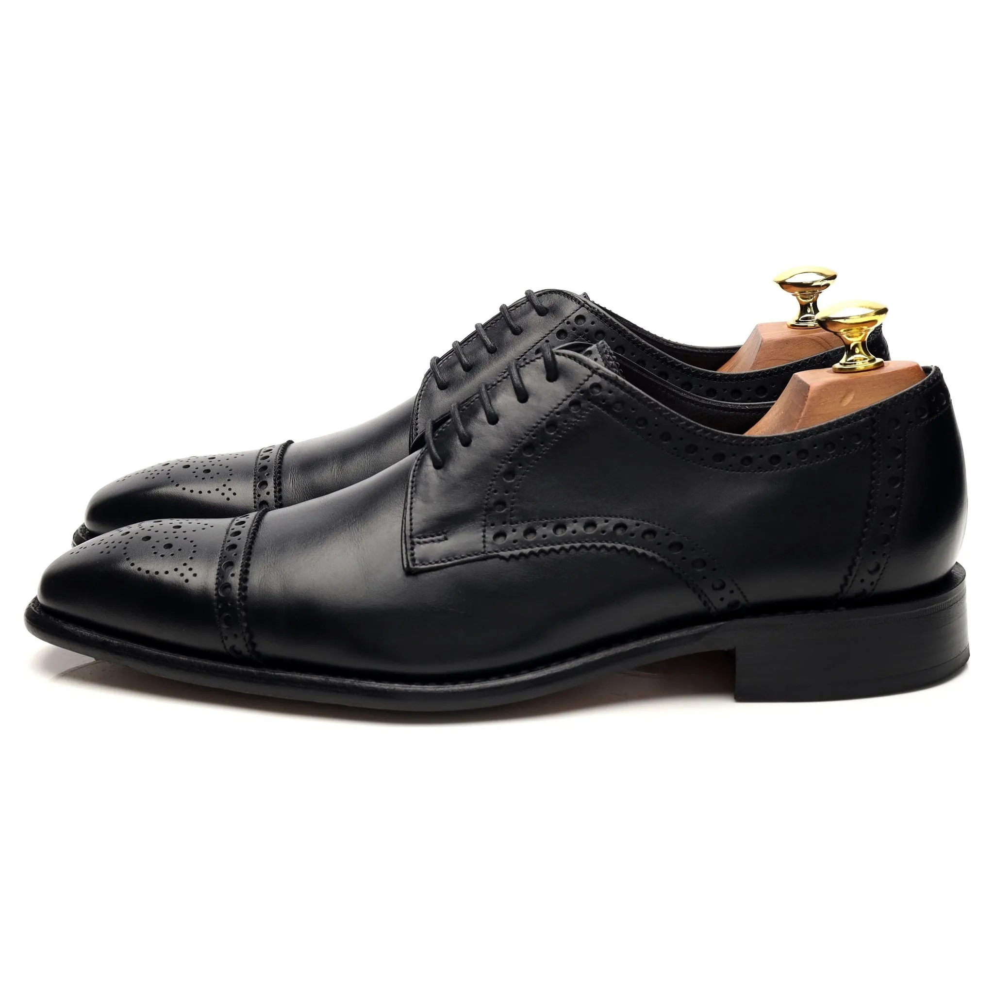 1880 'Byron' Black Leather Derby Brogues UK 8 F