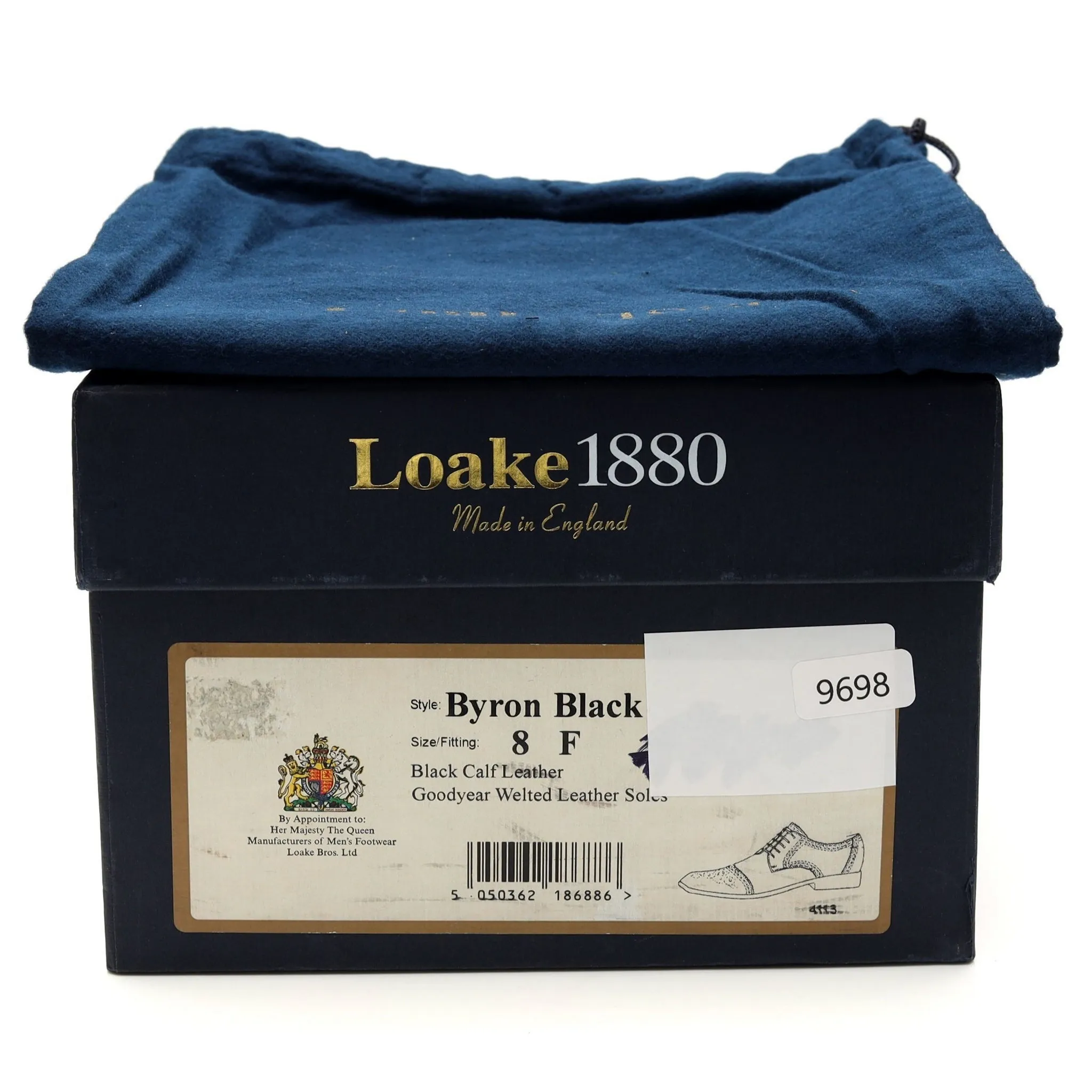 1880 'Byron' Black Leather Derby Brogues UK 8 F