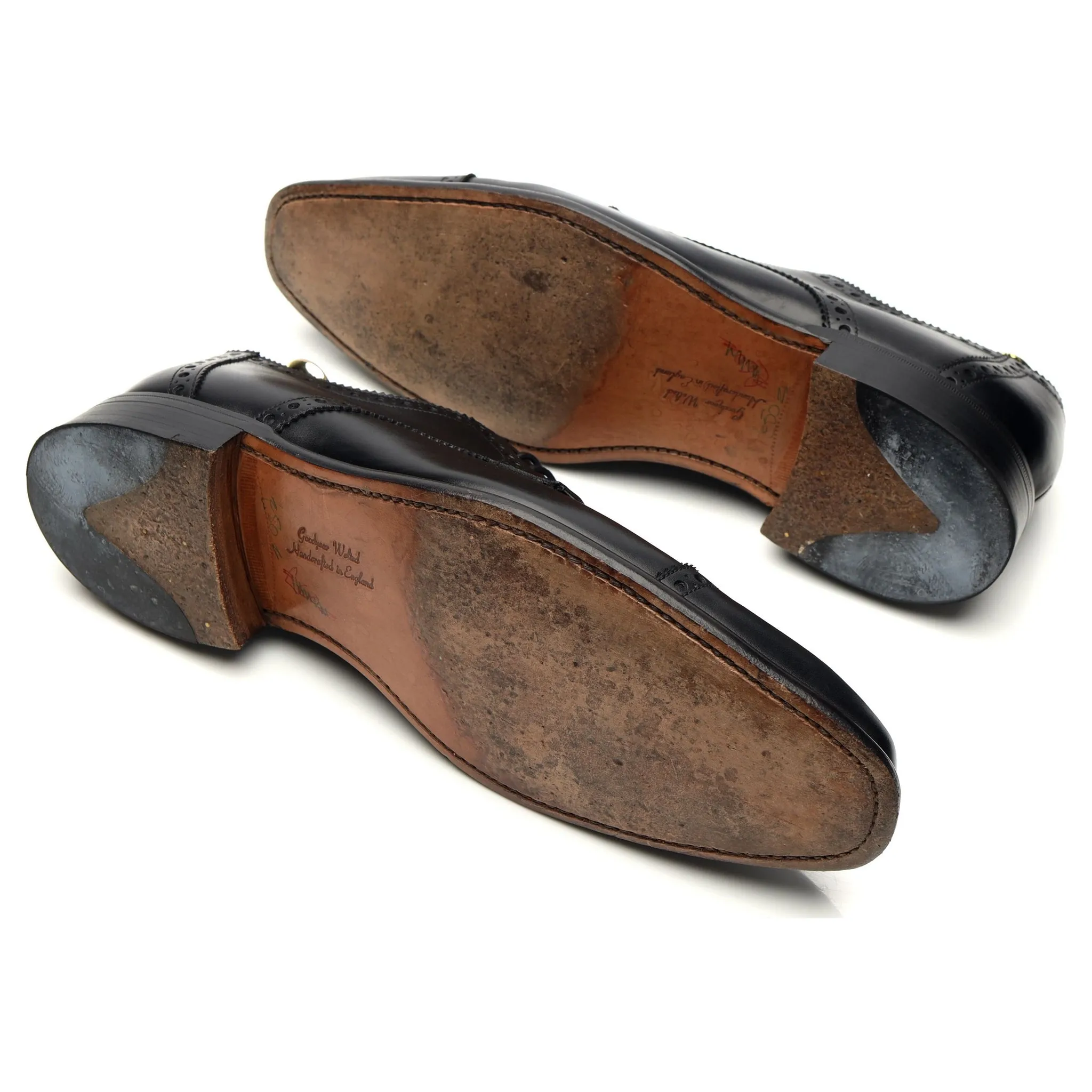 1880 'Byron' Black Leather Derby Brogues UK 8 F