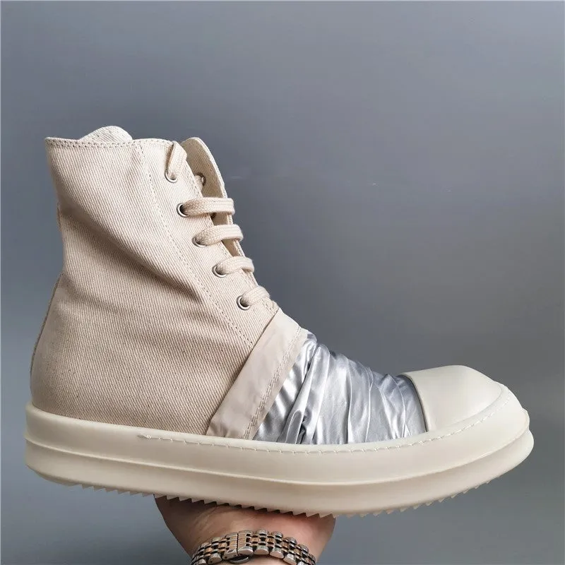 19SS High-Top Shoes - Stylish Canvas High-Top with Thick Sole