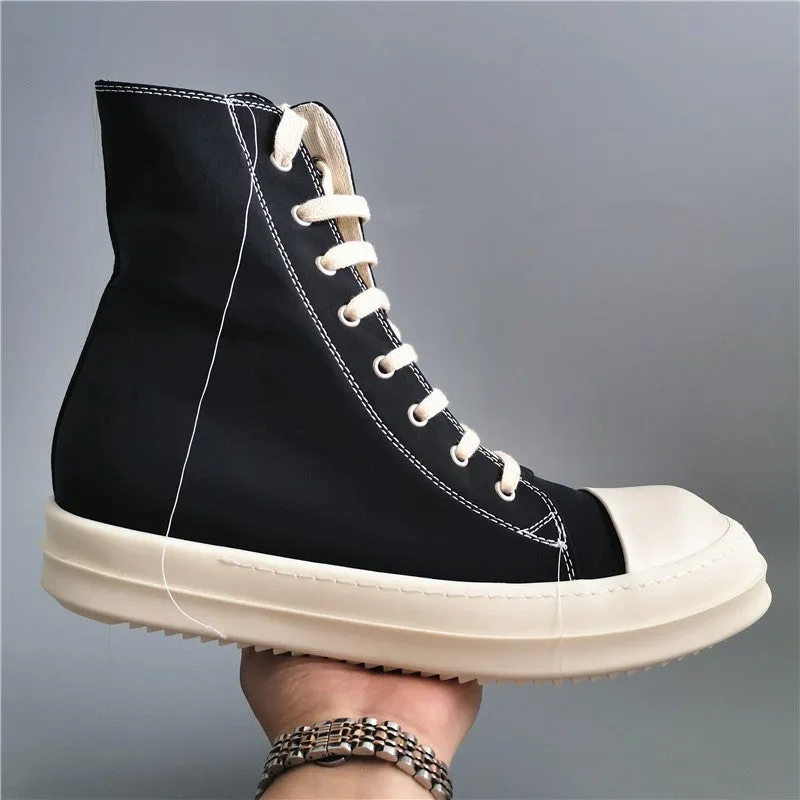 19SS High-Top Shoes - Stylish Canvas High-Top with Thick Sole