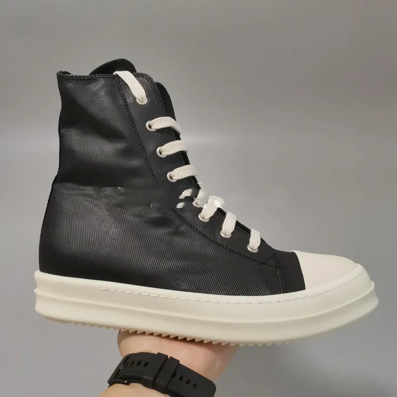 19SS High-Top Shoes - Stylish Canvas High-Top with Thick Sole