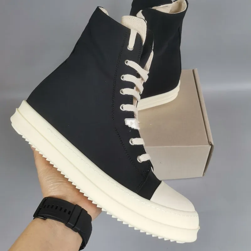 19SS High-Top Shoes - Stylish Canvas High-Top with Thick Sole