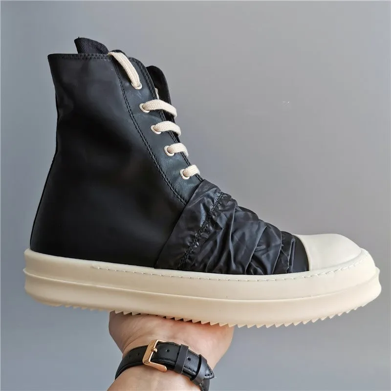 19SS High-Top Shoes - Stylish Canvas High-Top with Thick Sole