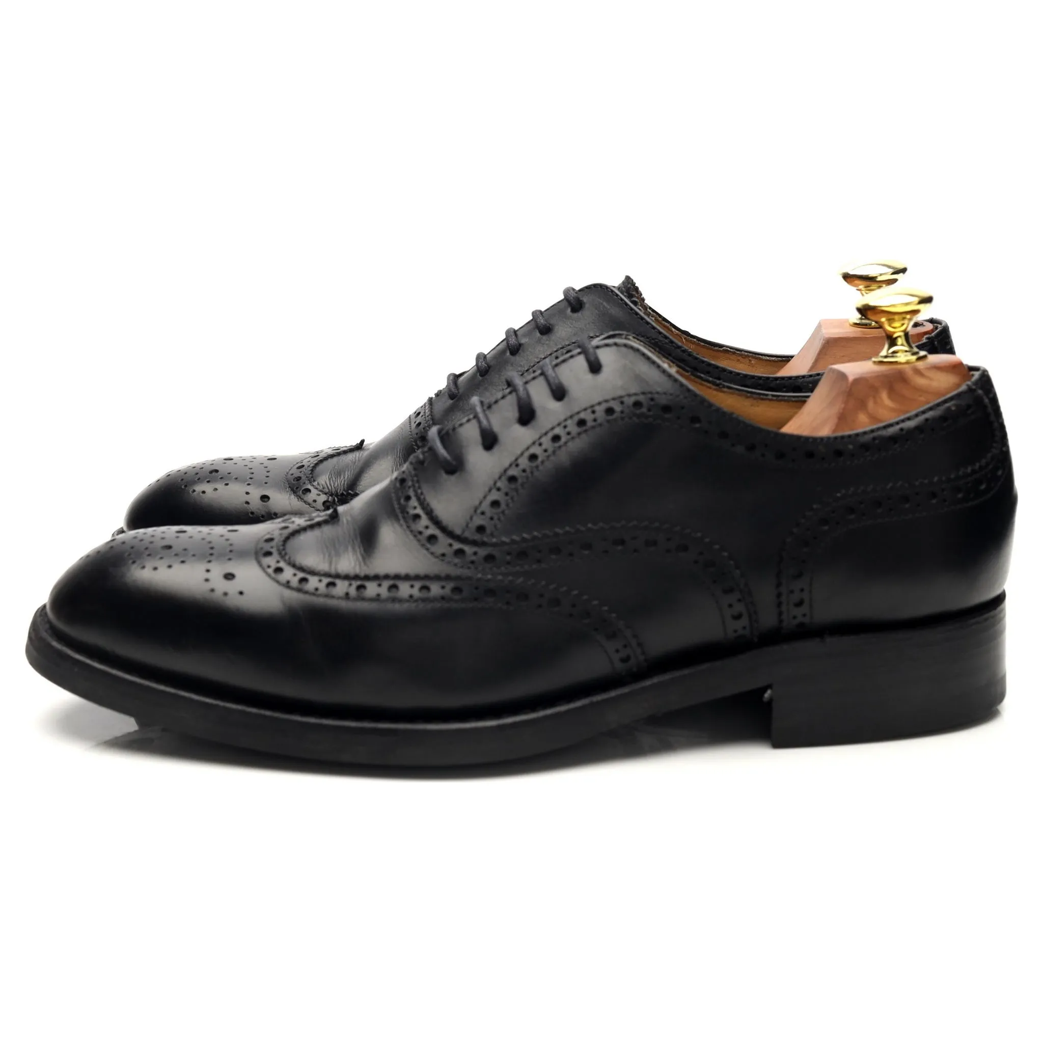 '2029' Black Leather Oxford Brogues UK 8