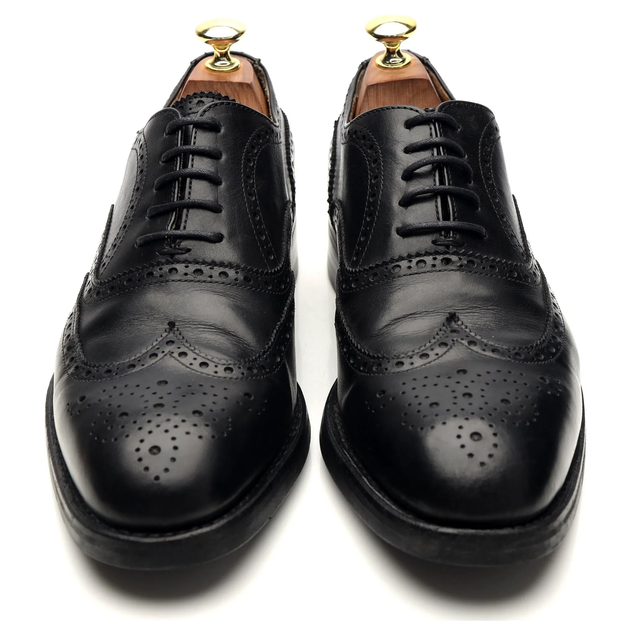 '2029' Black Leather Oxford Brogues UK 8