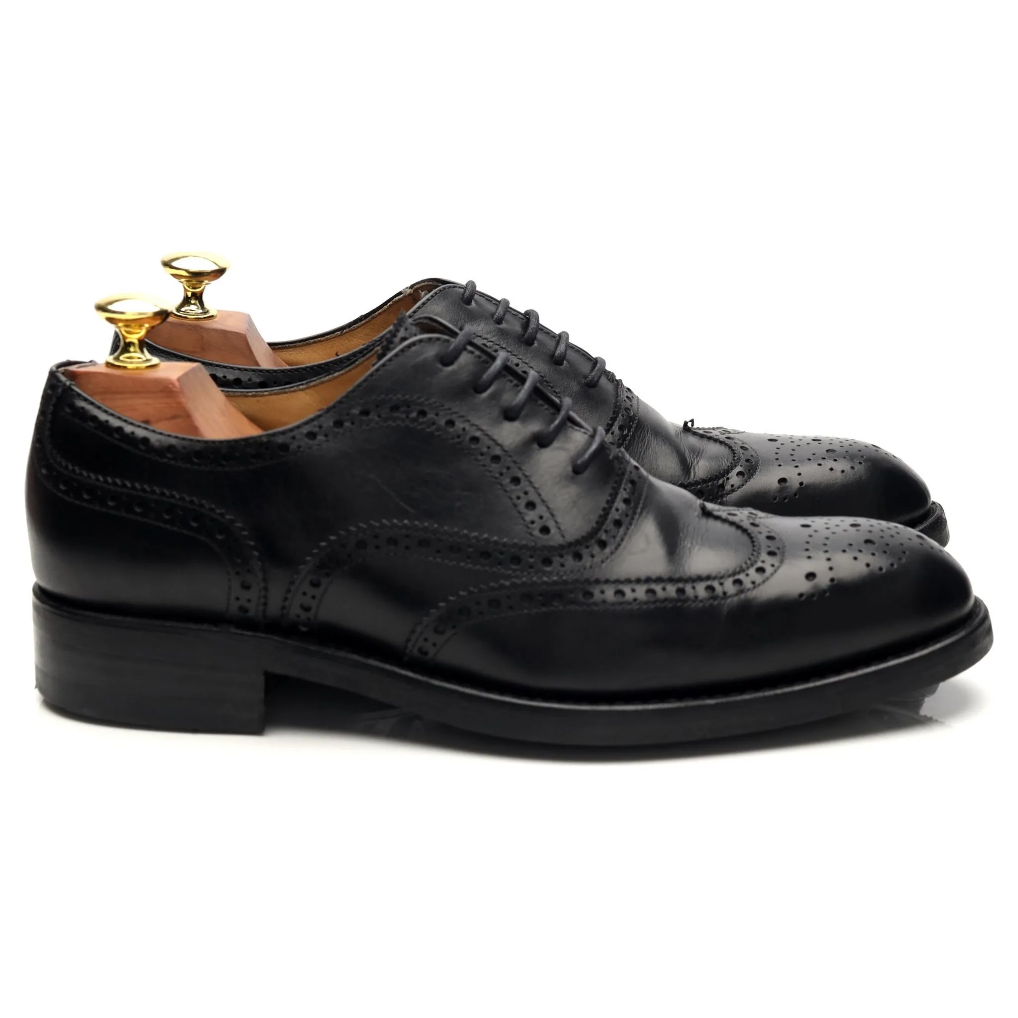 '2029' Black Leather Oxford Brogues UK 8