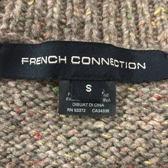2PC FRENCH CONNECTION COLOR BLOCK WOOL &amp; LINEN V-NECK SWEATER &amp; TURTLENECK SZ S