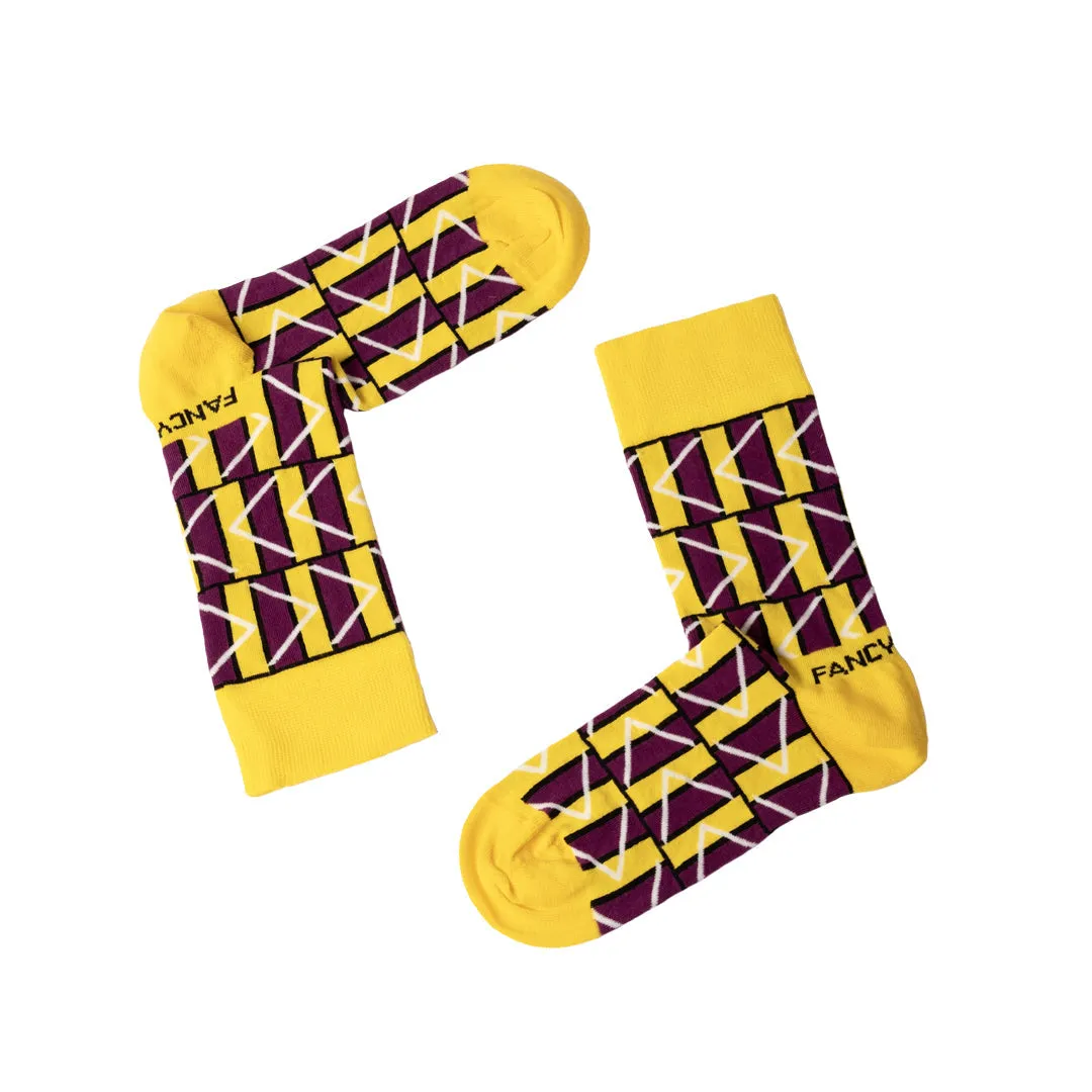 3 Pack Yellow-Purple-White Set of Socks
