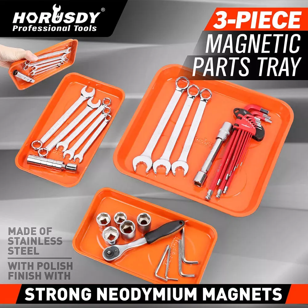 3 Piece Magnetic Tool Parts Tray Organiser Set