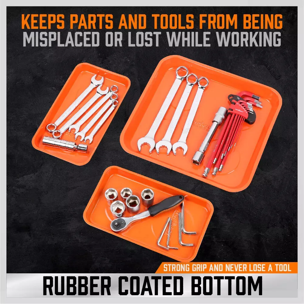 3 Piece Magnetic Tool Parts Tray Organiser Set