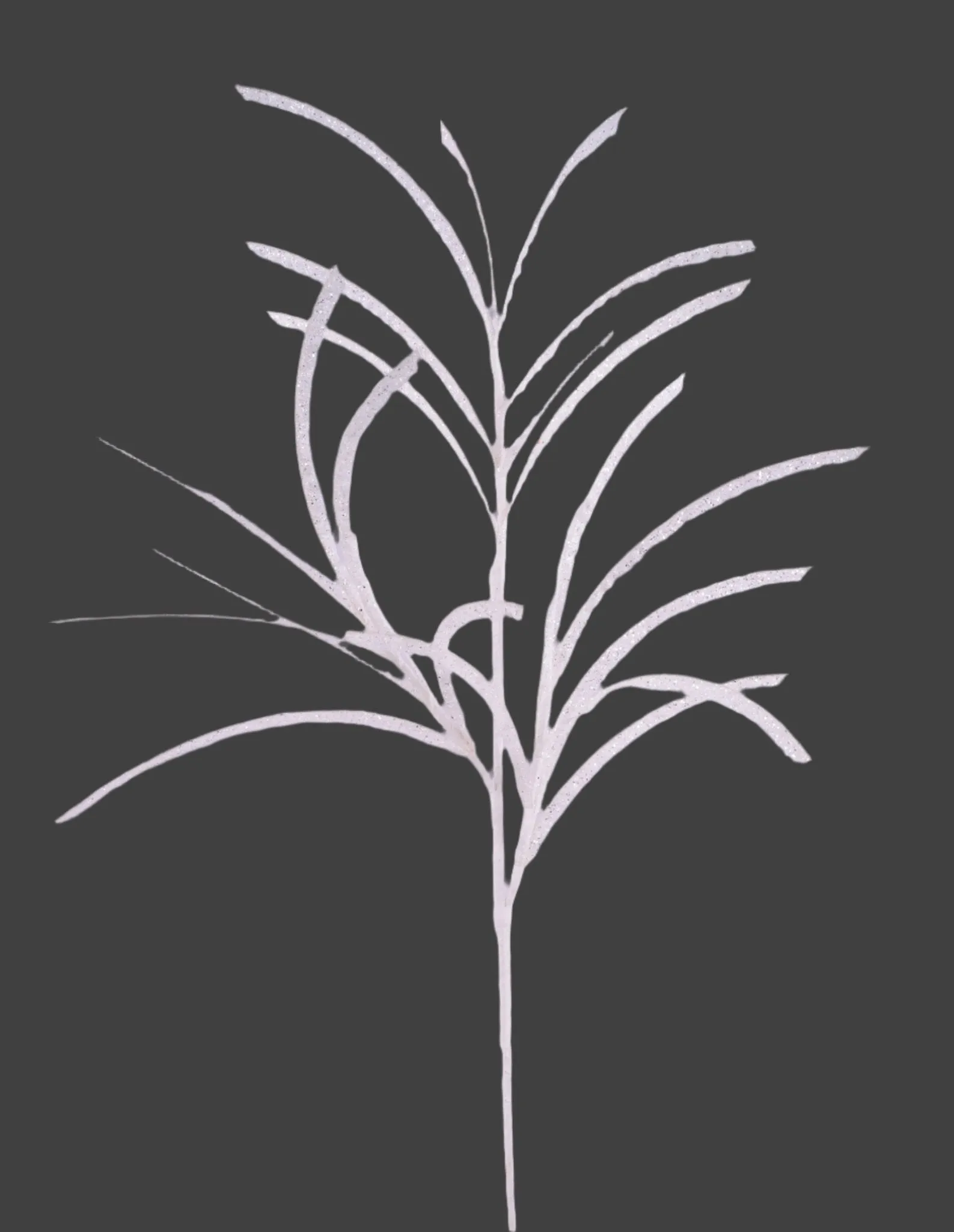 31"L Glittered/Paper Grass Spray: White - XS104927
