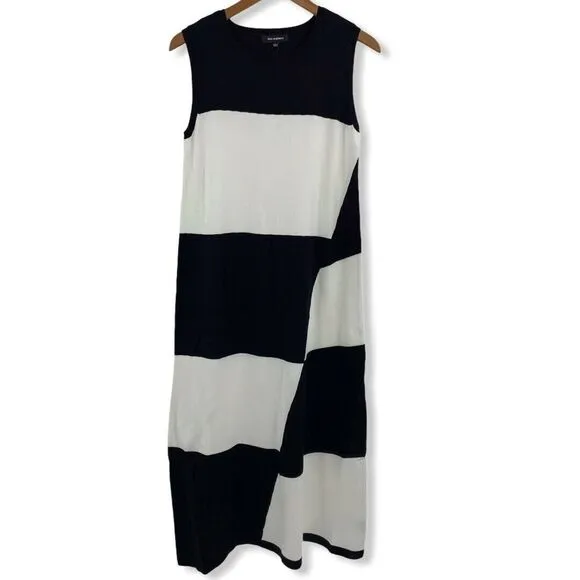525 America Colorblock Knit Midi Dress Black White New Medium