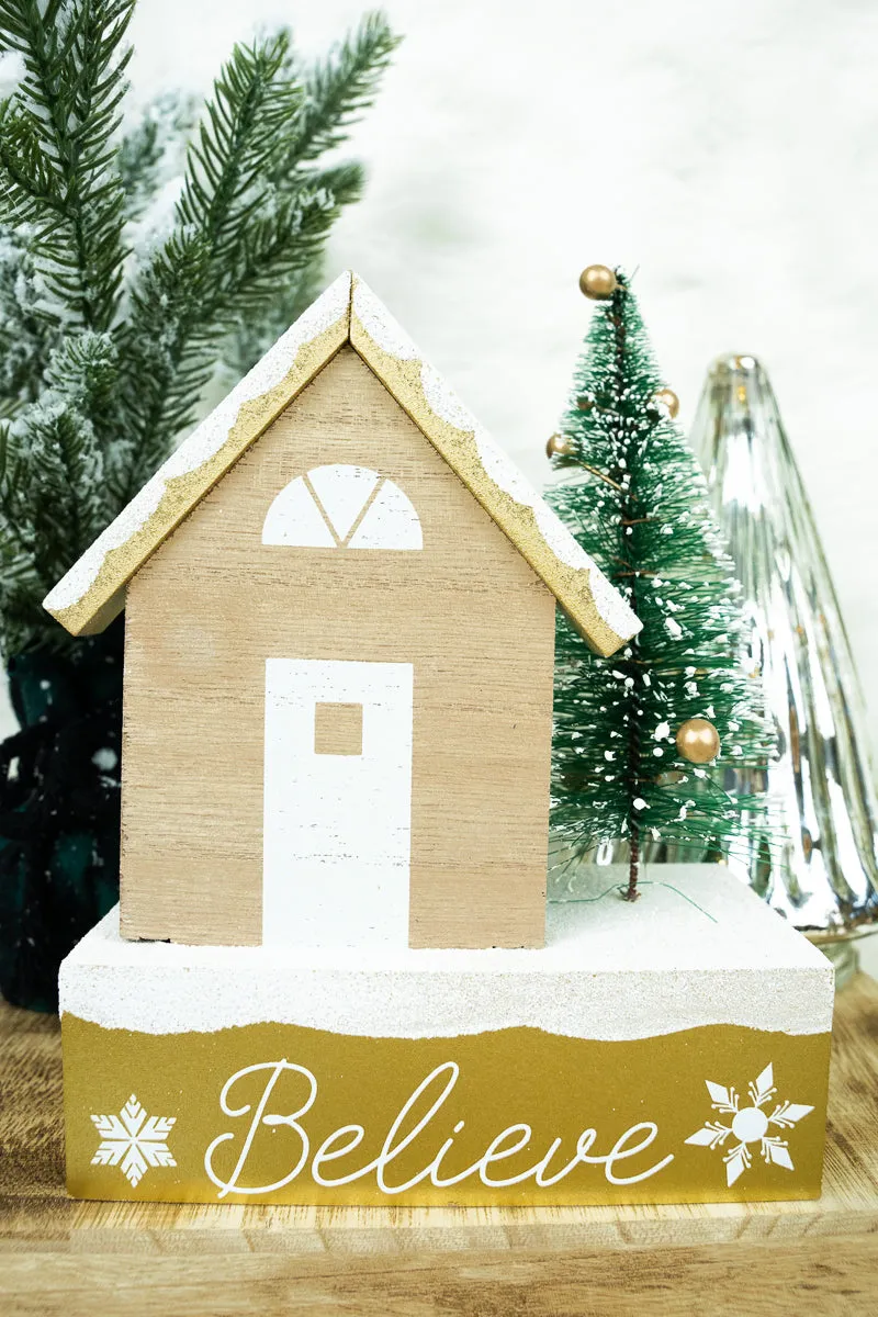 7.5 x 5.5 'Believe' Christmas Village Tabletop Decor