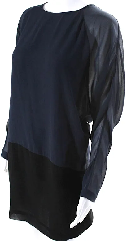 Acne Studios Sweden. Navy/Black Colorblock Long Sleeves Mini Dress