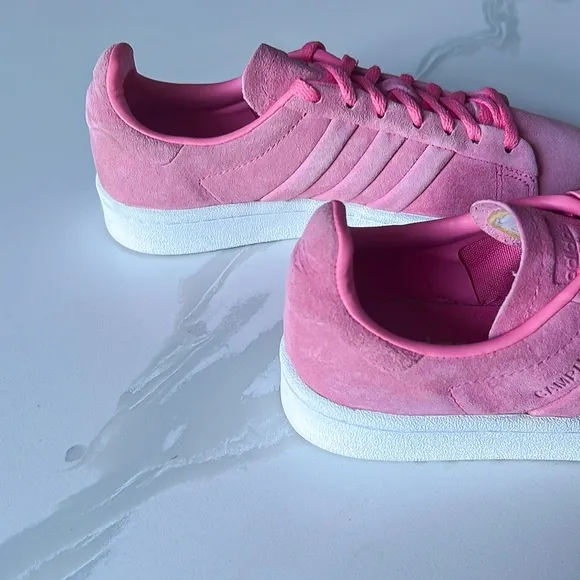 Adidas Campus Stitch and Turn Pink Embossed 3 Stripes Sneakers Womens Sz 5.5