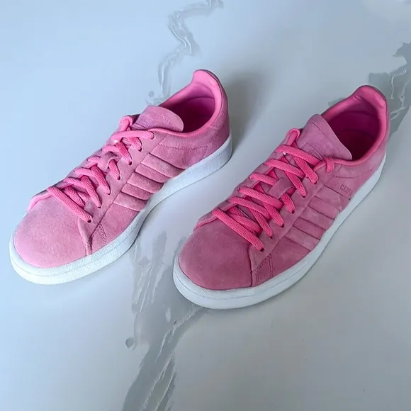 Adidas Campus Stitch and Turn Pink Embossed 3 Stripes Sneakers Womens Sz 5.5