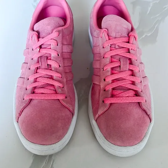 Adidas Campus Stitch and Turn Pink Embossed 3 Stripes Sneakers Womens Sz 5.5