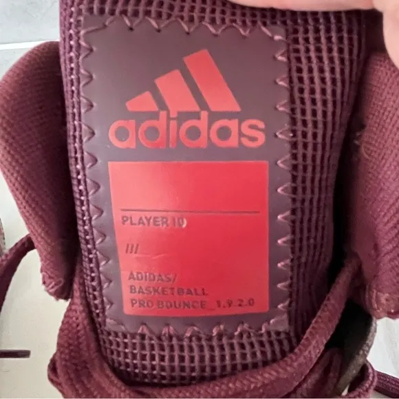 ADIDAS PRO BOUNCE MEN'S RED Burgundy BASKETBALL SHOES Mens Size 9.5 New