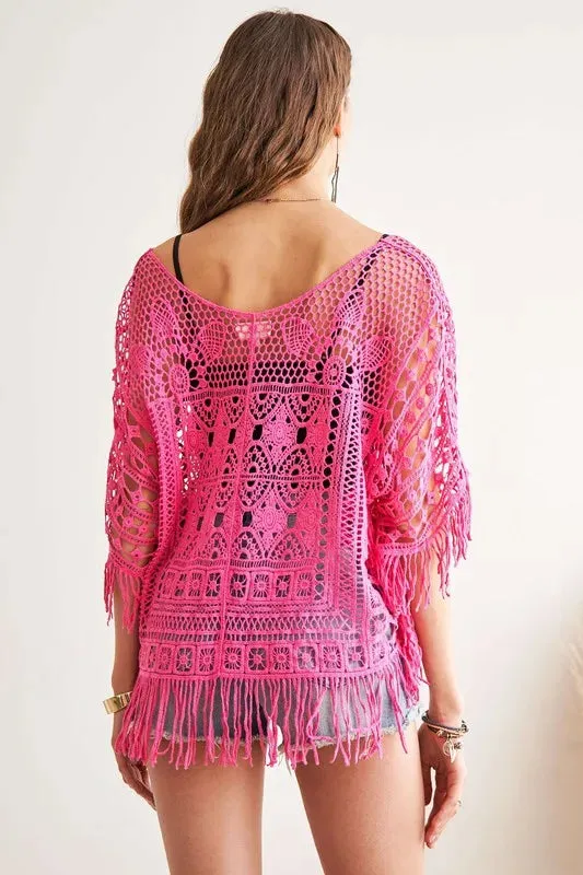 ADORA Fringe Hem Crochet Top