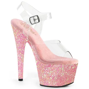 ADORE-708LG  Clear/Baby Pink Glitter