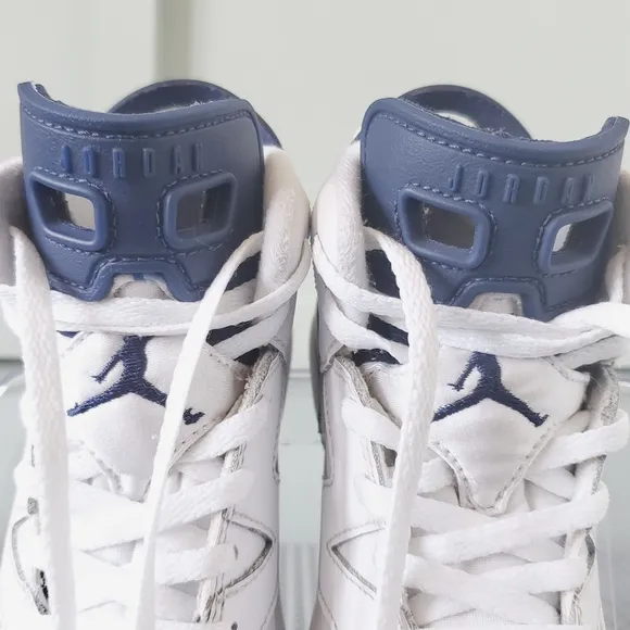Air Jordan 6 Retro White and Navy Sneakers Size 11C Kids Gently Worn