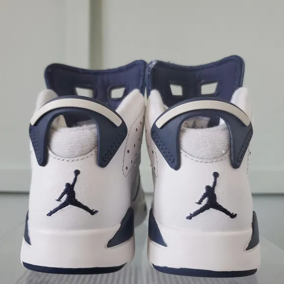 Air Jordan 6 Retro White and Navy Sneakers Size 11C Kids Gently Worn
