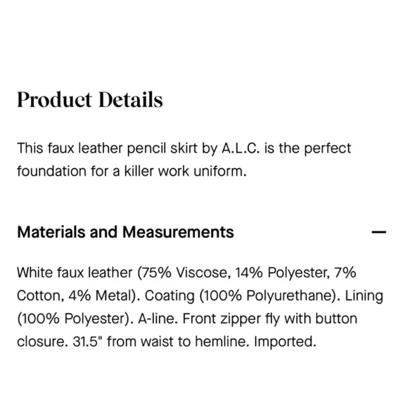 A.L.C. Alden Faux Leather Midi Skirt