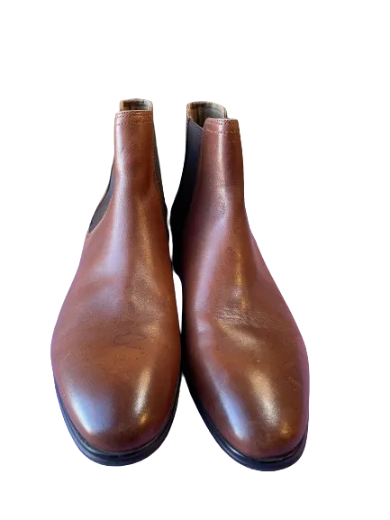 Aldo Brown Leather Slip-On Ankle Boots