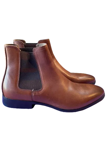Aldo Brown Leather Slip-On Ankle Boots