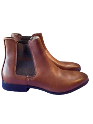 Aldo Brown Leather Slip-On Ankle Boots