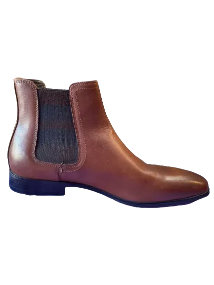 Aldo Brown Leather Slip-On Ankle Boots