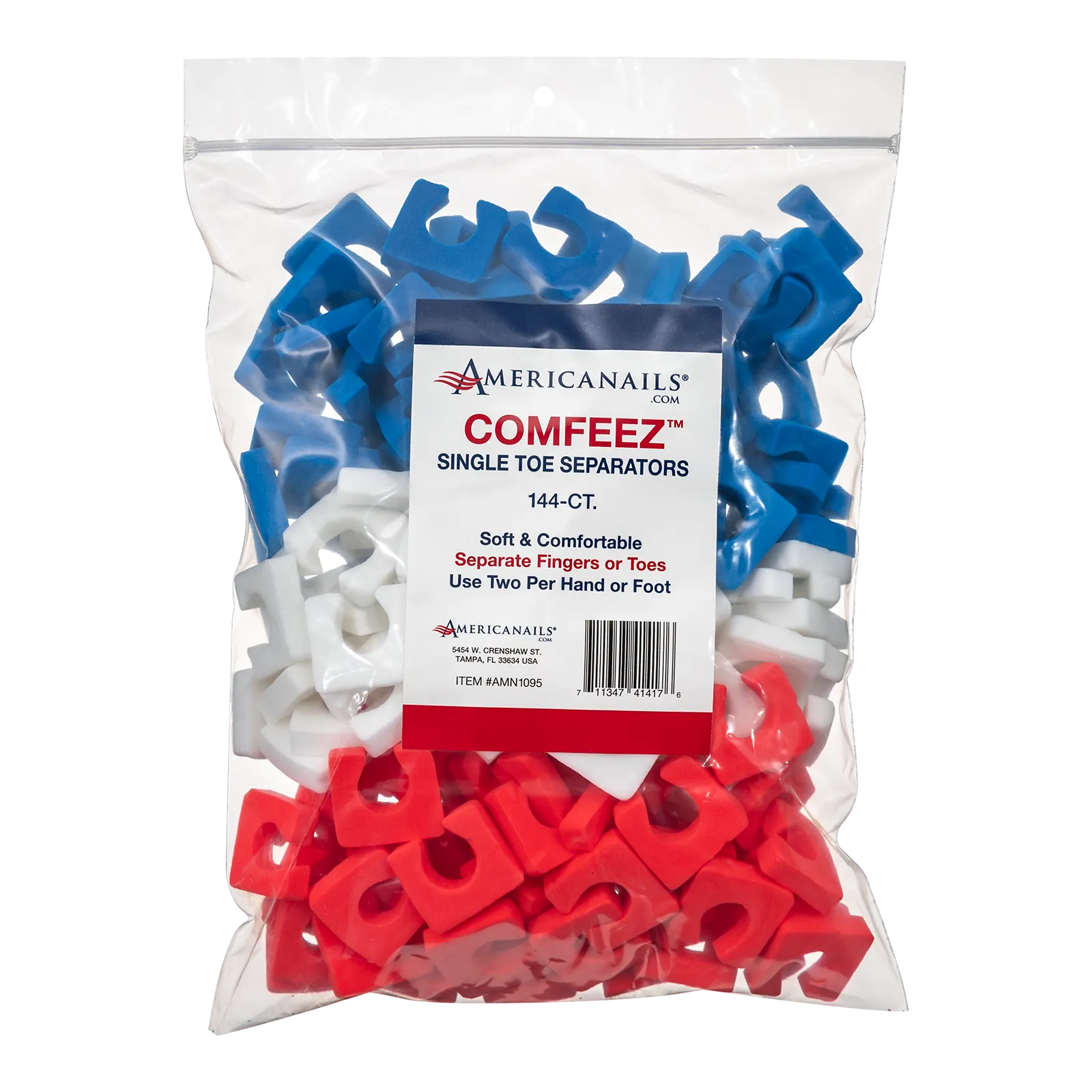Americanails COMFEEZ Single Toe Separators, 144ct