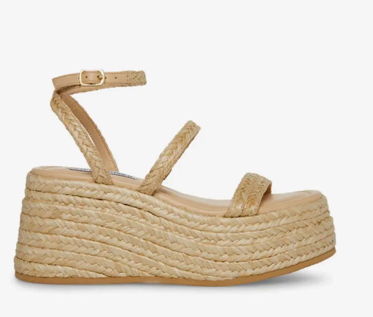 Ankle Strap Raffia Platform Sandal
