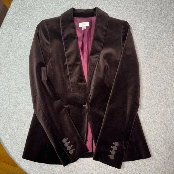 Ann Taylor LOFT Velvet Blazer Jacket One Button Size 0