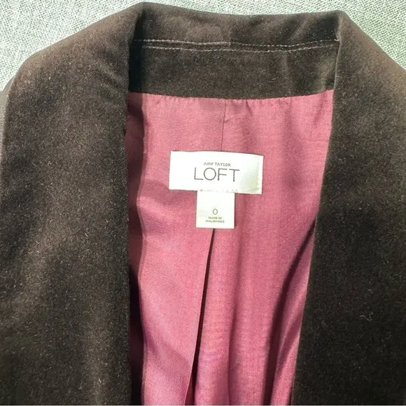 Ann Taylor LOFT Velvet Blazer Jacket One Button Size 0