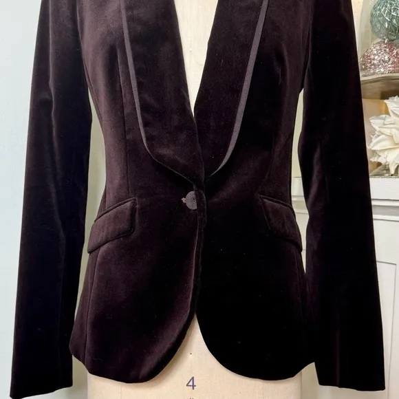 Ann Taylor LOFT Velvet Blazer Jacket One Button Size 0