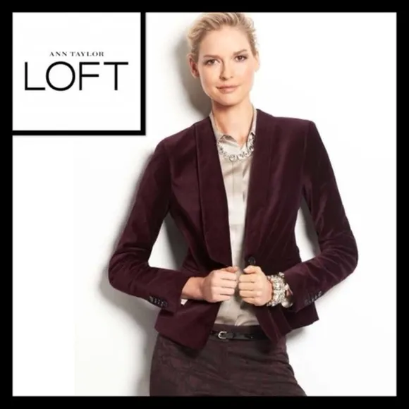 Ann Taylor LOFT Velvet Blazer Jacket One Button Size 0