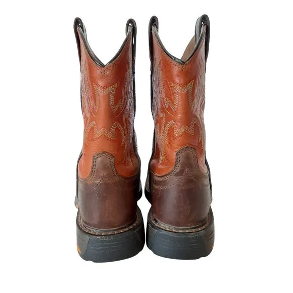 Ariat WorkHog Wide Western Boot Kids 7 Cowboy Boots Square Toe Orange Halloween
