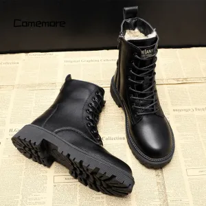 Ariyah | Black Leather Winter Boots for Women