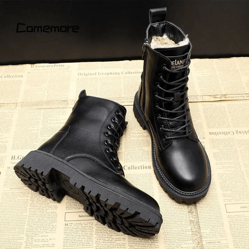 Ariyah | Black Leather Winter Boots for Women