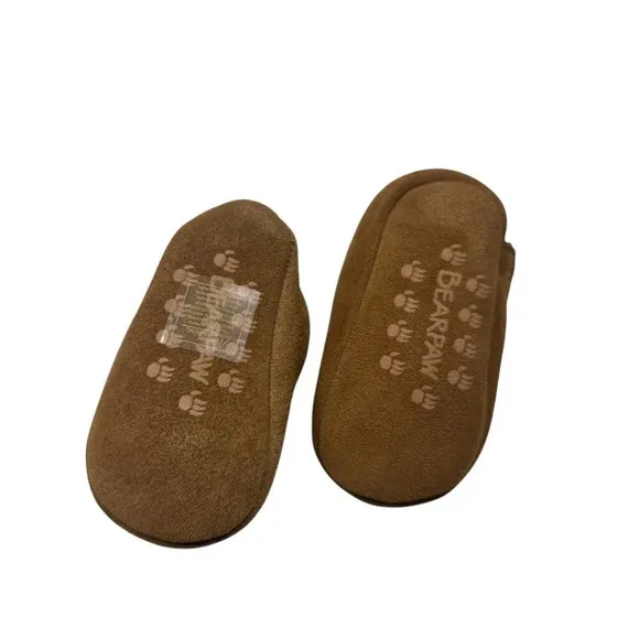 BEARPAW Baby fur Boots size  6-12 Months chestnut brown leather NWT gift box