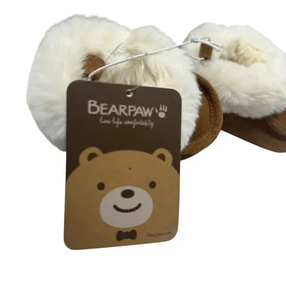 BEARPAW Baby fur Boots size  6-12 Months chestnut brown leather NWT gift box